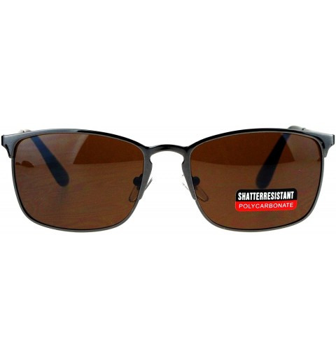 Rectangular Mens Metal Rim Rectangular Agent Sunglasses - Gunmetal Brown - CY17Y04G4AY $14.41