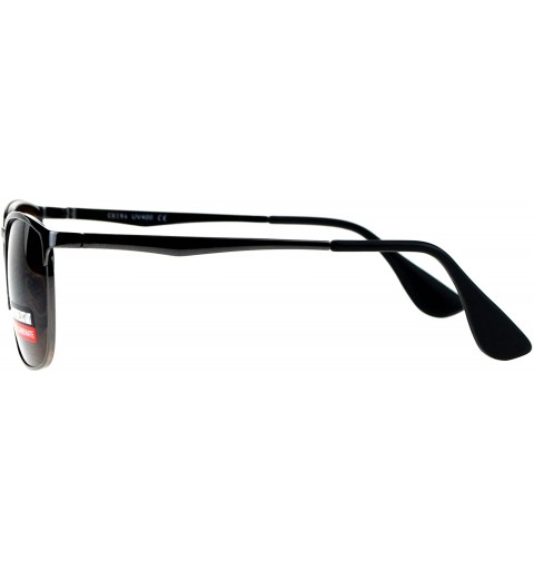 Rectangular Mens Metal Rim Rectangular Agent Sunglasses - Gunmetal Brown - CY17Y04G4AY $14.41