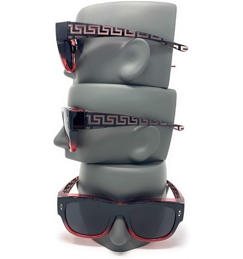 Shield The Finesse Polarized Colorful Two Tone Ombre Fit Over OTG Rectangular Squared Sunglasses - 2 Red - CY199MRDRWL $26.19