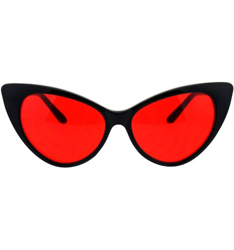 Cat Eye Womens Pop Color Lens Classic Plastic Cat Eye Goth Sunglasses - Black Red - C818EYNCZRD $10.00