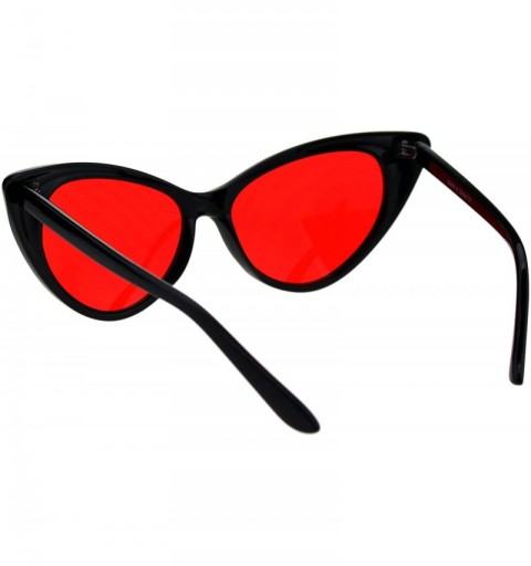 Cat Eye Womens Pop Color Lens Classic Plastic Cat Eye Goth Sunglasses - Black Red - C818EYNCZRD $10.00