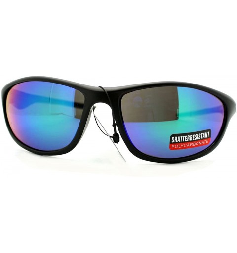 Wrap UV Protection Sports Sunglasses Mens Oval Wrap Around Multicolor Lens - Black - CK11Y7S2S0D $13.15