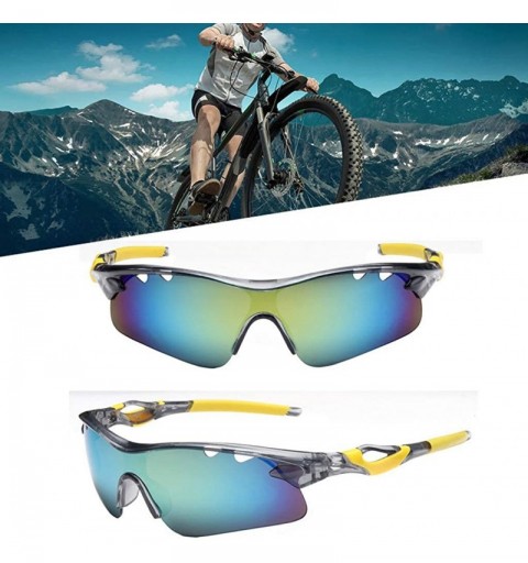 Rectangular Cycling Glasses Casual Sports Outdoor Sunglasses Bike Hiking Explosion-proof Lens Sunglasses - Yellow - CU18SAGYN...