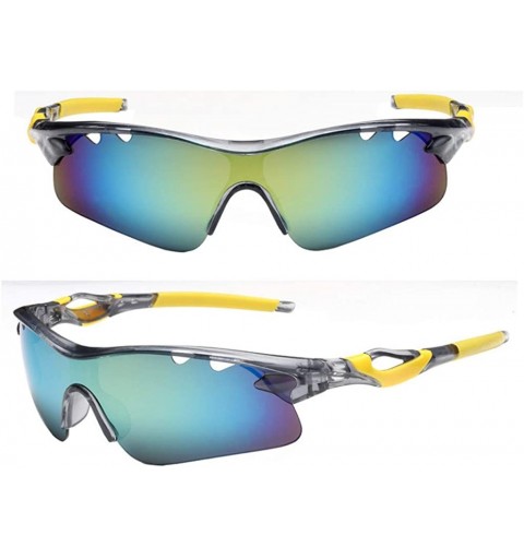 Rectangular Cycling Glasses Casual Sports Outdoor Sunglasses Bike Hiking Explosion-proof Lens Sunglasses - Yellow - CU18SAGYN...