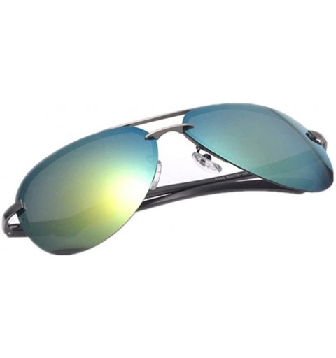 Semi-rimless Men's UV400 Driving Polarized Sunglasses Sports Goggles Glasses - Yellow - C417YRX758S $9.59