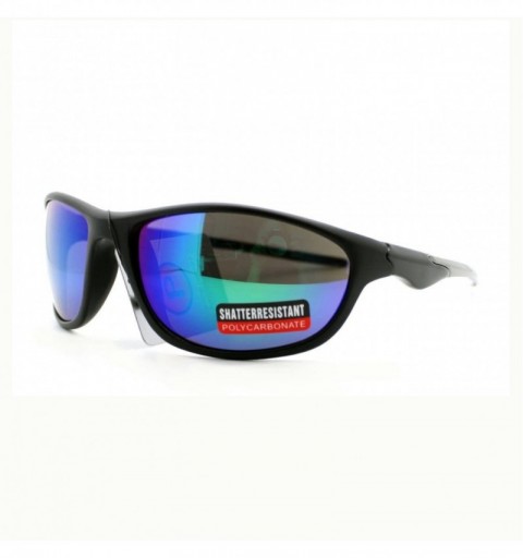 Wrap UV Protection Sports Sunglasses Mens Oval Wrap Around Multicolor Lens - Black - CK11Y7S2S0D $13.15