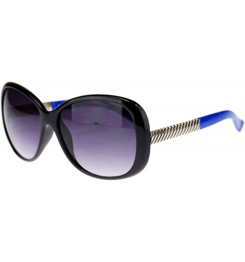 Butterfly Womens Metal Chain Oversized Large Butterfly Designer Fashion Sunglasses - Black Blue - CT11NV5BRUZ $7.52