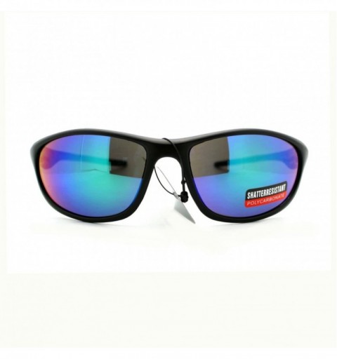 Wrap UV Protection Sports Sunglasses Mens Oval Wrap Around Multicolor Lens - Black - CK11Y7S2S0D $13.15