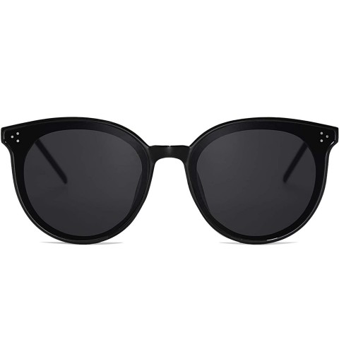 Oversized Classic Retro Round Oversized Sunglasses for Women with Rivets DOLPHIN SJ2068 - C1 Black Frame/Grey Lens - CH18OR3E...