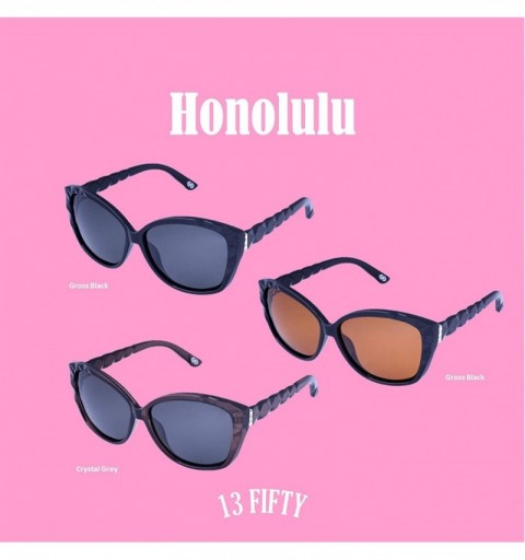 Oversized Honolulu Oversized Cateye Women's Polarized Sunglasses - Gloss Black - CU18Q68YH7H $15.40