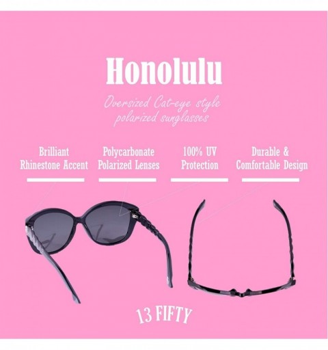 Oversized Honolulu Oversized Cateye Women's Polarized Sunglasses - Gloss Black - CU18Q68YH7H $15.40