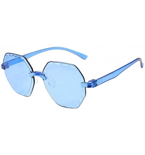Rimless Polarized Sunglasses for Women Classic Trendy Stylish Sun Glasses 100% UV Protection - Blue - CN1906RWLSG $10.21