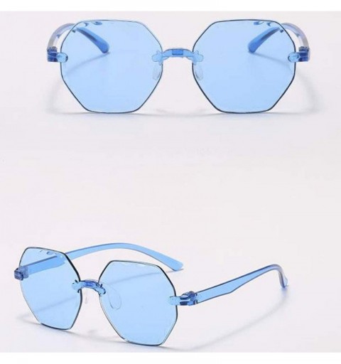 Rimless Polarized Sunglasses for Women Classic Trendy Stylish Sun Glasses 100% UV Protection - Blue - CN1906RWLSG $10.21