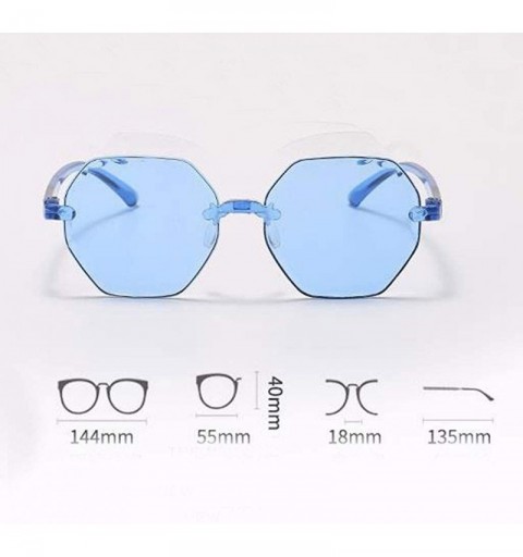 Rimless Polarized Sunglasses for Women Classic Trendy Stylish Sun Glasses 100% UV Protection - Blue - CN1906RWLSG $10.21