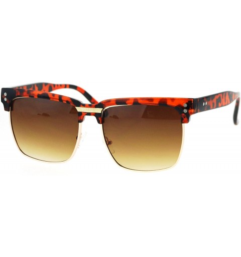Square Mens Fashion Sunglasses Designer Style Square Frame Trendy Shades UV 400 - Tortoise (Brown) - CA183SG04L7 $17.48