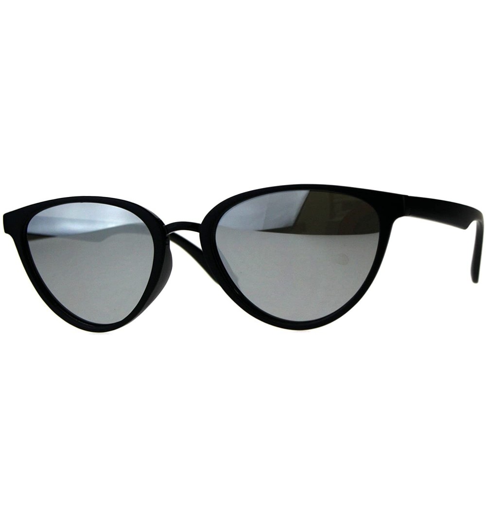 Oval Womens Sunglasses Designer Fashion Triangular Oval Mirror Lens UV 400 - Matte Black (Silver Mirror) - C218DM786EL $11.40
