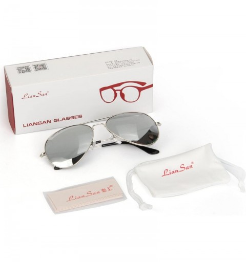 Aviator Classic Aviator Metal Frame Sunglasses Men Women Glasses Lmo-025 - Polarized Silver 58mm - CU11T001UZR $56.55