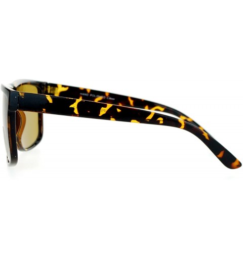 Wayfarer Temper Glass Shatterpoof Lens Oversize Thin Plastic Horned Sunglasses - Tortoise Brown - CN127FEU19P $10.60