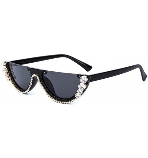Sport Trendy Diamond Cat Eye Sunglasses Women Luxury Designer Crystal Sexy Cateye Metal Jewel Frame Rhinestone Eyewear - CS19...