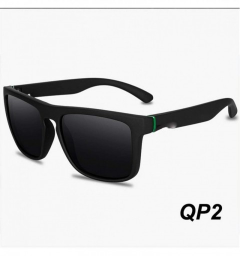 Square Square Sunglasses Men Polarized Sun Glasses Retro Vintage Goggles Women Driving Eyewear - Qp2 - CR194OQKK5N $25.89