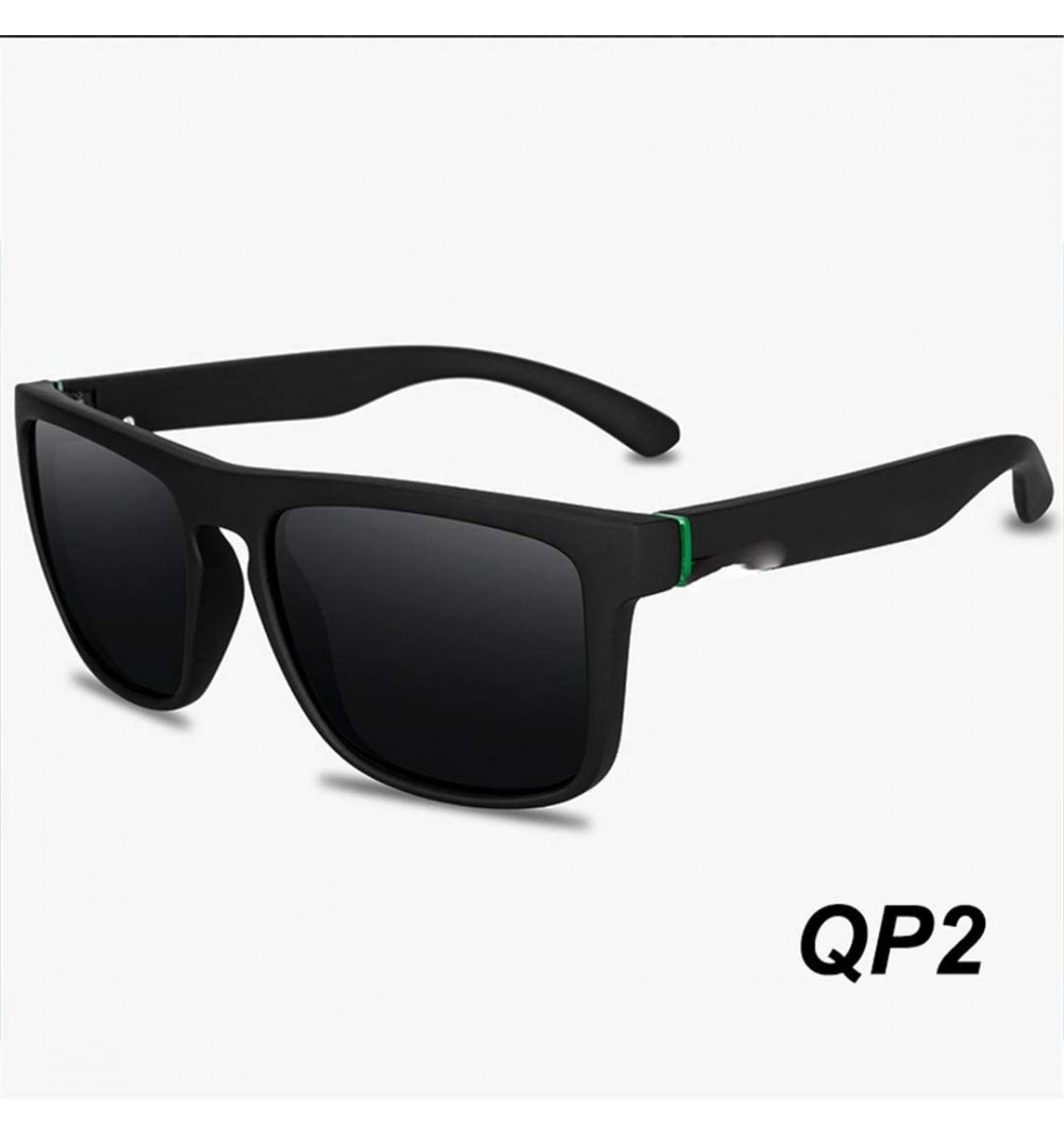 Square Square Sunglasses Men Polarized Sun Glasses Retro Vintage Goggles Women Driving Eyewear - Qp2 - CR194OQKK5N $25.89