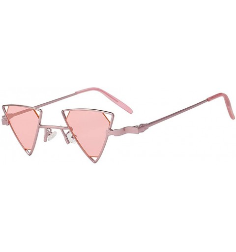 Butterfly Men Women Triangle Butterfly Vintage Colored Lens Sunglasses Metal Frame - Pink-pink - C618HS0Z6YO $16.00