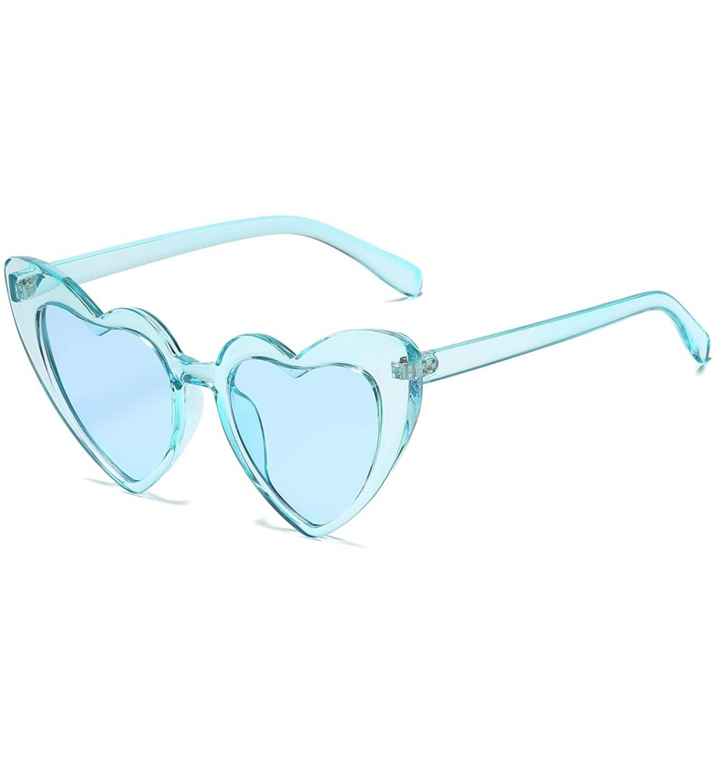 Goggle Clout Goggle Heart Sunglasses Vintage Cat Eye Mod Style Retro Kurt Cobain Glasses - Clear Blue / Blue - CS193XY3HD3 $1...