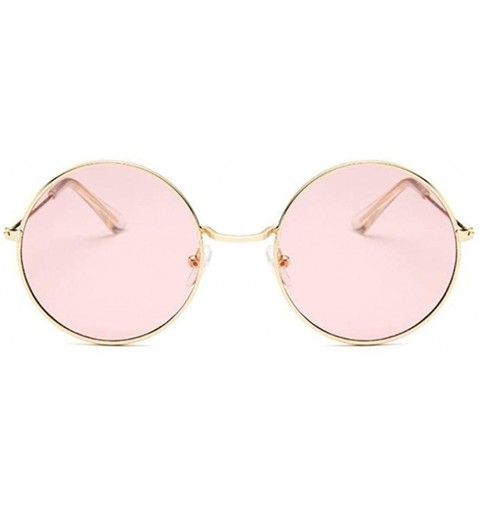 Round Retro Round Pink Sunglasses Women Sun Glasses For Women - Gold - CV18WAUGQZK $30.47