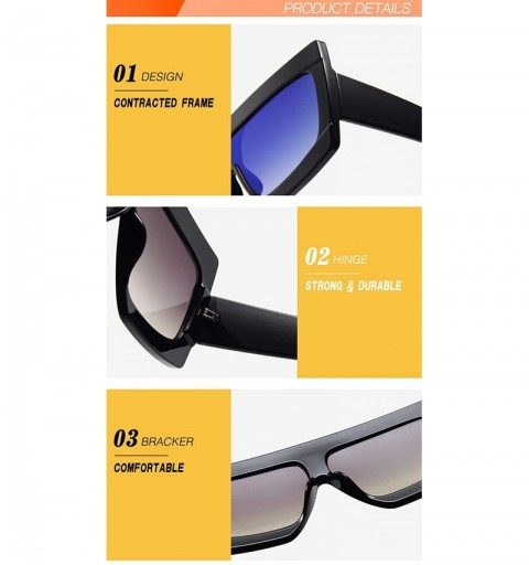 Square Oversize Sunglasses Glasses Vintage Gradient - C3 - CE197ZESE9O $11.52