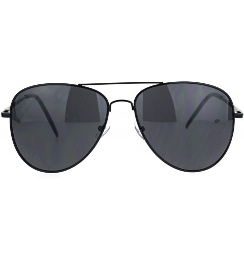 Aviator Mens Classic Pilots Metal Rim Officer Style Sunglasses - All Black - C218L8AN0MS $20.92