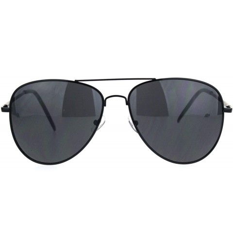 Aviator Mens Classic Pilots Metal Rim Officer Style Sunglasses - All Black - C218L8AN0MS $9.49