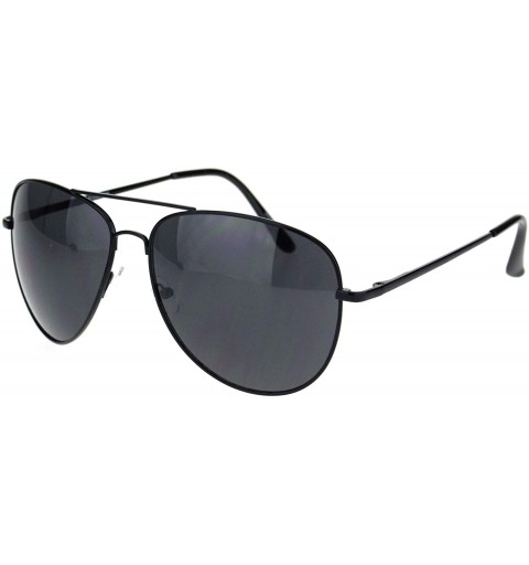 Aviator Mens Classic Pilots Metal Rim Officer Style Sunglasses - All Black - C218L8AN0MS $9.49
