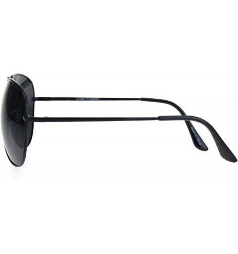 Aviator Mens Classic Pilots Metal Rim Officer Style Sunglasses - All Black - C218L8AN0MS $9.49