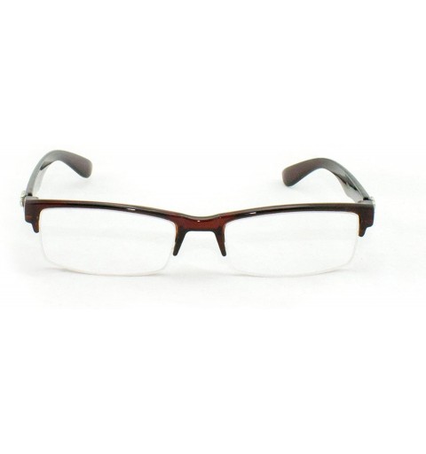 Wayfarer Unisex Clear Lens Sleek Half Frame Slim Temple Fashion Glasses - Brown - C411OI5H6QB $12.34