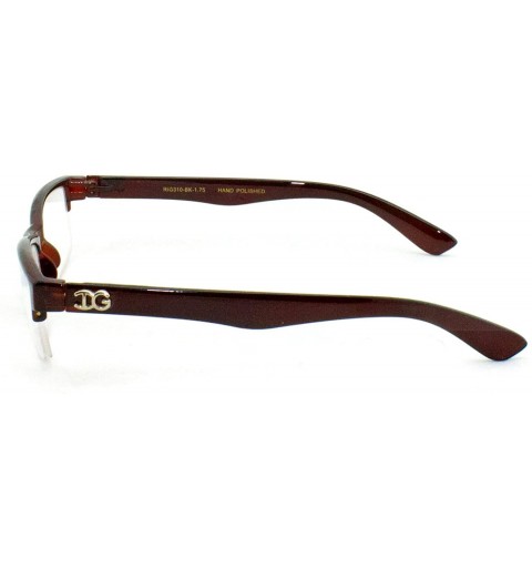 Wayfarer Unisex Clear Lens Sleek Half Frame Slim Temple Fashion Glasses - Brown - C411OI5H6QB $12.34