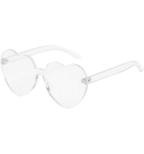 Round Love Heart Shaped Sunglasses Women PC Frame Resin Lens Sunglasses Eyewear for Girl - Clear - CL199XM272W $7.84