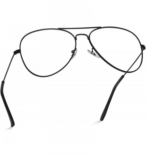 Oversized Premium Elegant Metal Frame Retro Vintage Aviator Glasses - Black Frame - C317WWYX407 $13.38