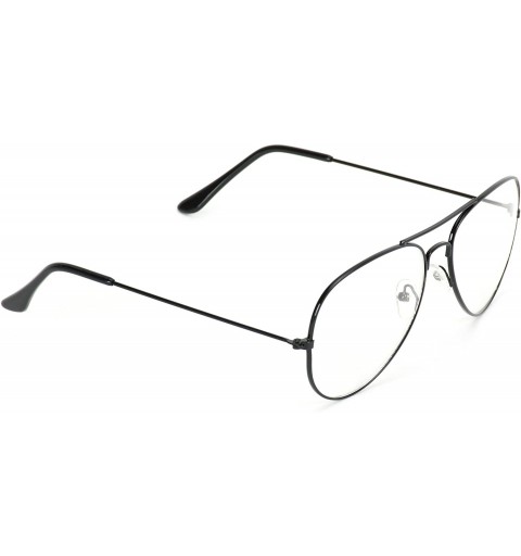 Oversized Premium Elegant Metal Frame Retro Vintage Aviator Glasses - Black Frame - C317WWYX407 $13.38