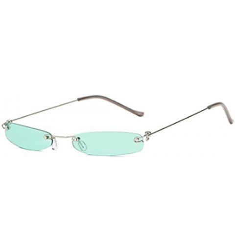 Rimless Vintage Small Sunglasses Rectangular Metal Rimless for Men and women - Green - C718G7AHNL9 $9.71