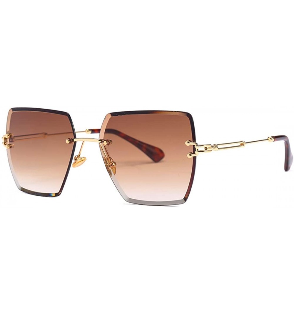 Oversized Fashion Men women Oversized Frameless Candy color Sunglasses UV400 - Brown - CI18N00UQLY $9.69