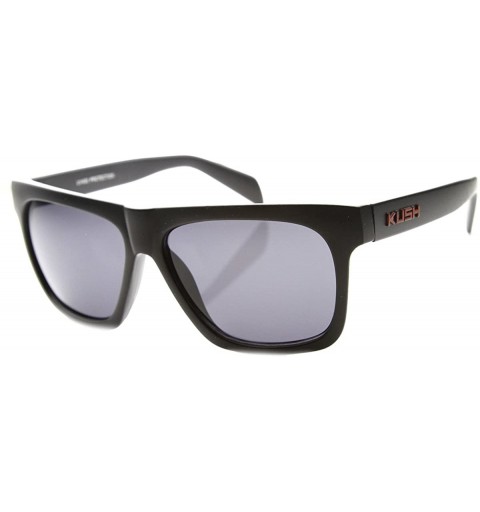 Wayfarer Flat Top Squared-Off Horned Rim Sunglasses - Black-red Smoke - C311Y9O7F4J $20.58