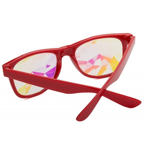 Goggle Kaleidoscope Glasses - Rainbow Rave Prism Diffraction Crystal Lens Sunglasses Goggles - Red - CW18DWD4XUA $13.27