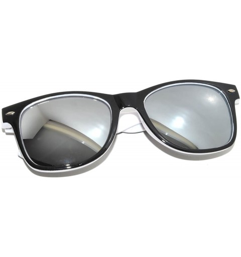Wayfarer Fashion Retro Vintage Two -Tone Sunglasses Multicolor Mirror Lens (White/Black-Mirror Lens- Mirror) - CQ129U3F3L5 $1...