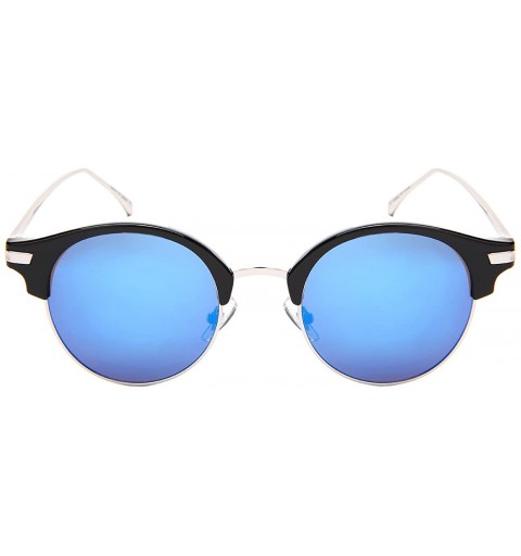 Rimless Semi Rimless Round P3 Sunglasses W/Color Mirrored Lens 541053-REV - Blk+s - CT1820RSDMQ $12.41