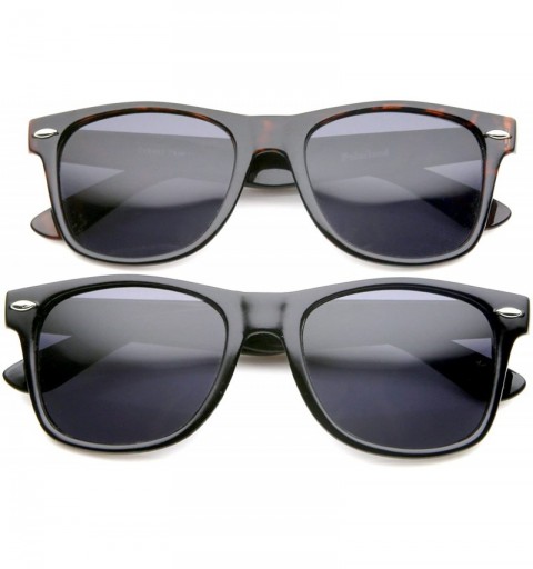 Wayfarer Matte Finish Reflective Color Mirror Lens Large Square Horn Rimmed Sunglasses 55mm - CM12JBQLBK3 $17.26