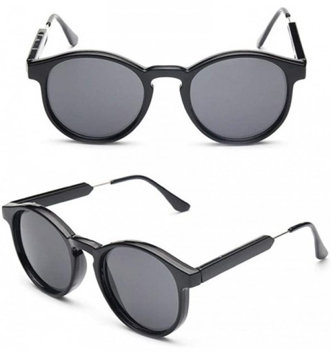 Aviator 2019 Vintage Round Sunglasses Women/Men Classic Outdoor Oculos De Black Gray - Black Gray - C518Y6T6SE2 $19.39