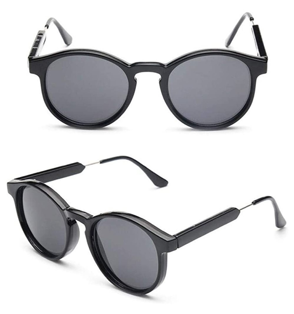Aviator 2019 Vintage Round Sunglasses Women/Men Classic Outdoor Oculos De Black Gray - Black Gray - C518Y6T6SE2 $19.39