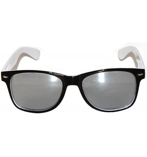 Wayfarer Fashion Retro Vintage Two -Tone Sunglasses Multicolor Mirror Lens (White/Black-Mirror Lens- Mirror) - CQ129U3F3L5 $2...