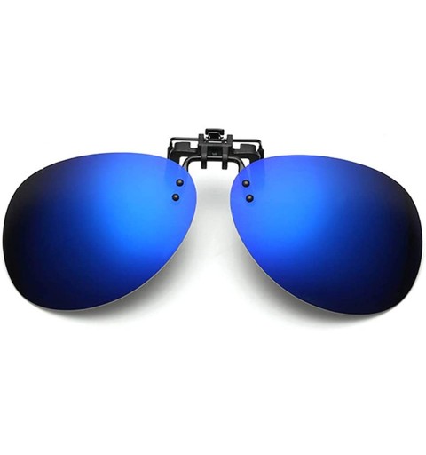 Round Clip-on Sunglasses Flip-up Polarized UV-Protection Unisex Rimless Round Sunglasses - Oversized - Mirrorblue - C318W7GC2...
