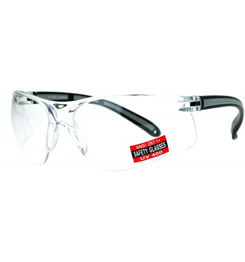 Wrap ANSI Z87.1+ Protection Half Rim Clear Lens Safety Glasses - Grey - CQ128UNMIOV $10.67